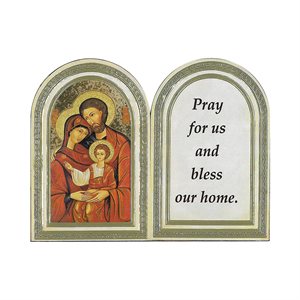 Plaque « Holy Family », bois, 11,4 x 8,9 cm, Anglais