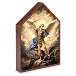 Saint Michael Wooden Plaque, 4 3 / 4 x 6 1 / 4''