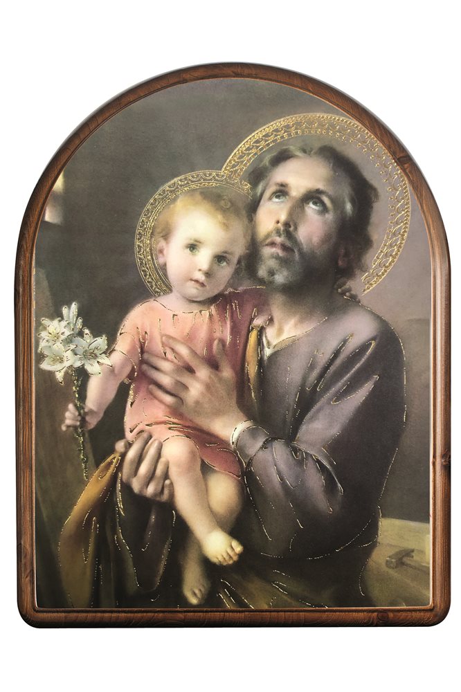 Plaque en bois, Saint Joseph, 16.5 x 22 cm Plaque en bois, Saint Joseph, 16.5 x 22 cm