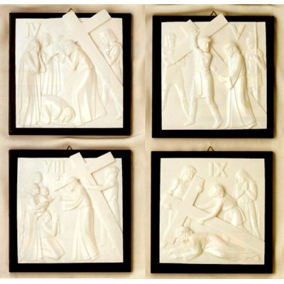 White Marble Way of the Cross, 6.5" x 8.25", 15 Stations