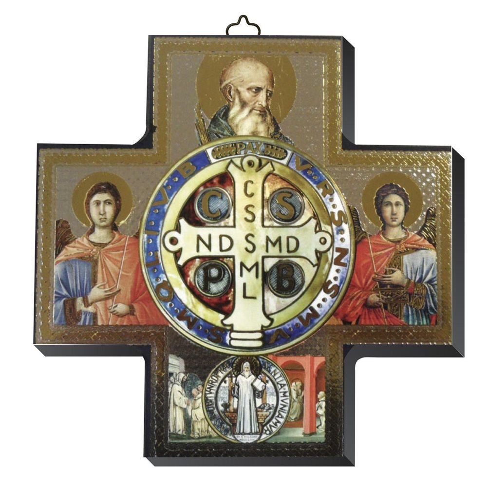 Wood Icon Cross Saint Benedict 6'' x 6''