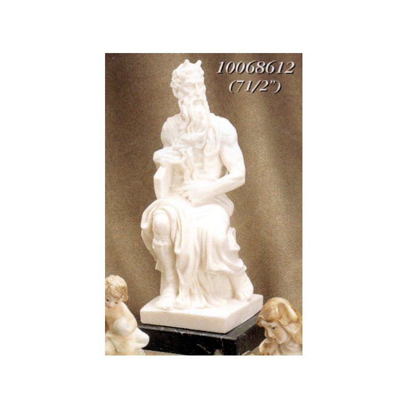 Moses White Marble Dust Statue, 7.5" (19 cm)