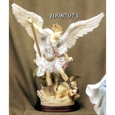 St. Michael Archangel Color Marble Statue, 16" (40.5 cm)