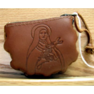 Leather Rosary case "St. Teresa Design"