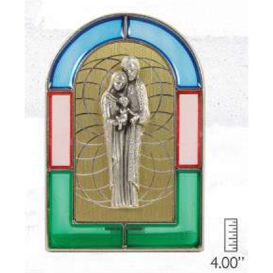 "Holy Family" Silver-Finish Plaque, 2½" x 4"