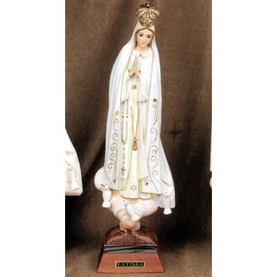 Our Lady of Fatima Plaster Statue, Glass Eyes, 15.5" / 39.5 cm