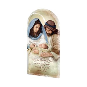 'Holy Family & Blessing Prayer" Icon, 7'' x 3½", English