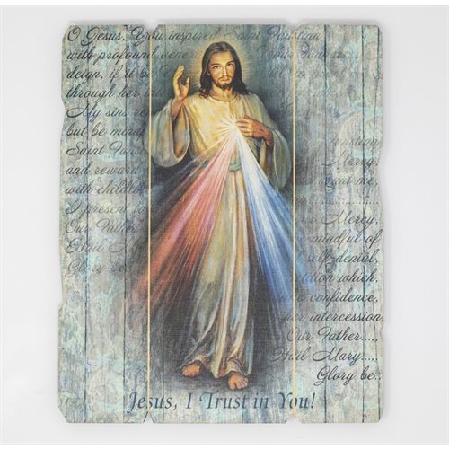 Divine Mercy on Wood,8mm thick,7½"x9½" English