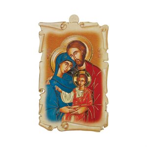 Plaque Icône Sainte Famille, en MDF, 9,5 x 16 cm