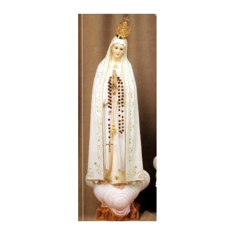 Statue N.D. Fatima 48" (122 cm) en plâtre avec yeux de verre