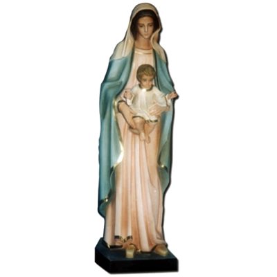Statue ext. Vierge et Enfant 39.5" (100 cm) en FDV Couleur