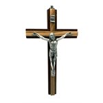 Crucifix en bois et corpus metal argenté 6'' (15 cm)