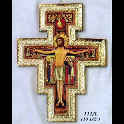St. Damian Wood Cross, 10.5" (26.7 cm)