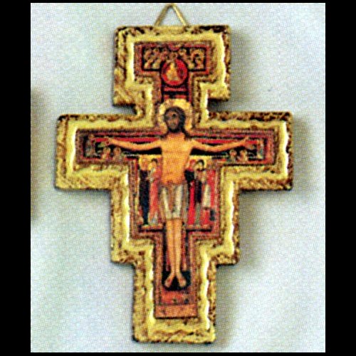 St. Damian Wood Cross, 4" (10 cm)