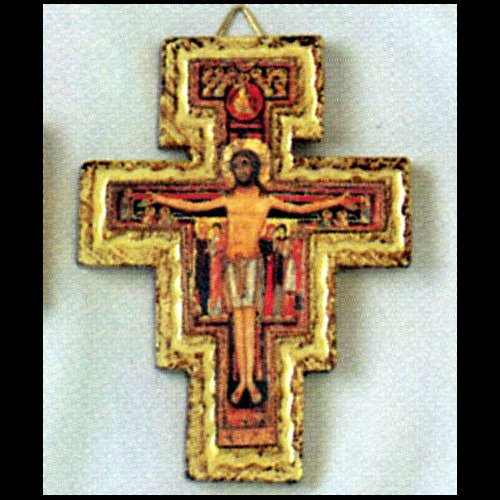 Croix Saint Damien 4" (10 cm) en bois