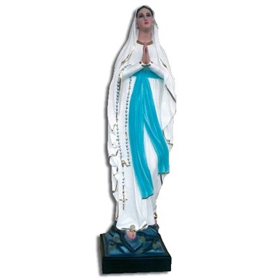 Our Lady of Lourdes Color Fiberglass Outdoor Statue, 33.5"