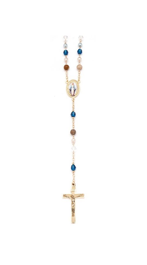 Golden glass rosary stone 6mm, med.mir. with box