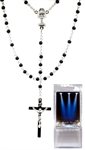 Boxed Rosary, 4 mm Black Pearl Beads, 16½"