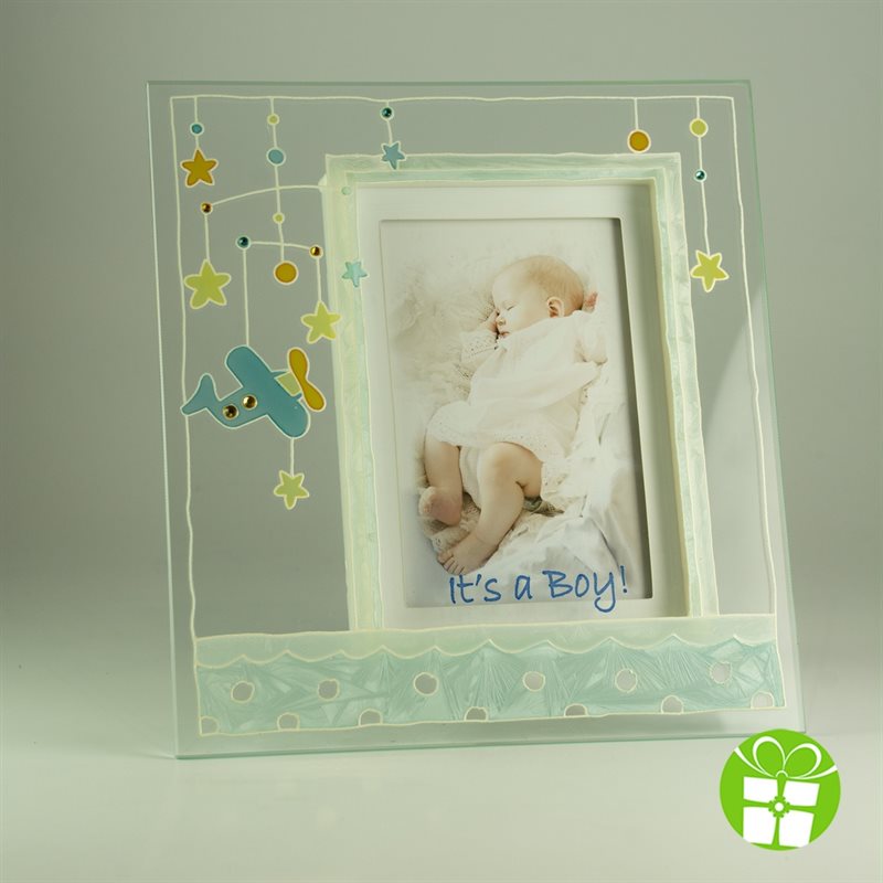 Baby Boy Glass Picture Frame, English