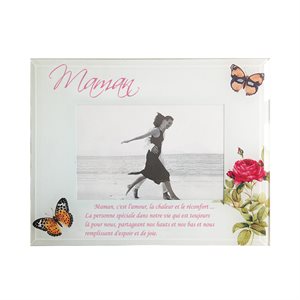 'Maman'' Glass Picture Frame, 4'' x 6'' photo, French