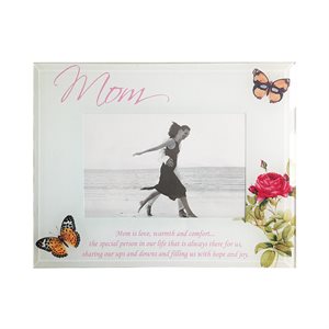'Mom'' Glass Picture Frame, 4'' x 6'' photo, English