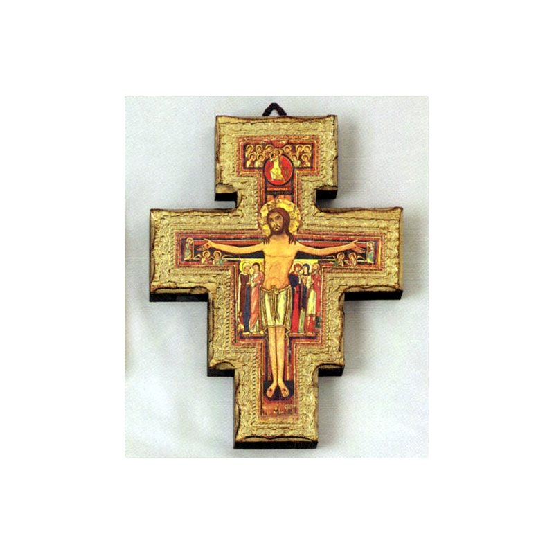 Croix Saint Damien 11" (30 cm) en bois