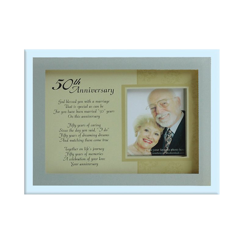 50th wedding ann. Glass Picture Frame, 2"x2'', English