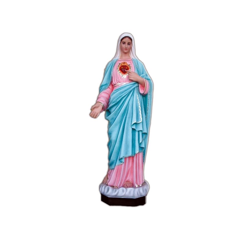 Sacred Heart of Mary Color Fiberglass Outdoor Statue, 51"