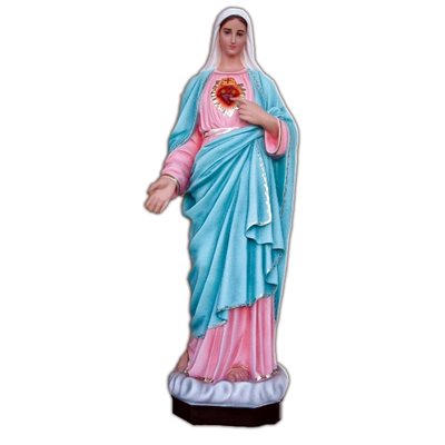 Sacred Heart of Mary Color Fiberglass Outdoor Statue, 51"