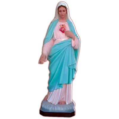 Sacred Heart of Mary Color Fiberglass Outdoor Statue, 65"