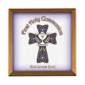 Copper Frame, 1st Communion, Purple, 4" x 4'', English