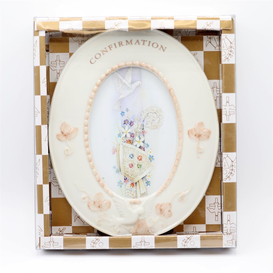 ''Confirmation'' Porcelain Oval Picture Frame, 8''
