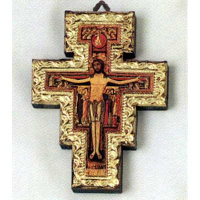 St. Damian Wood Cross, 7" (18 cm)