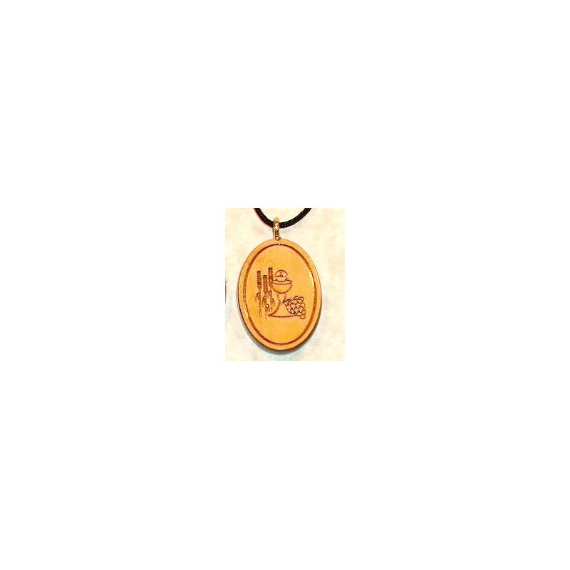 Varnished Maple Wood Lapel Pin For Forst Communion, 1.25"