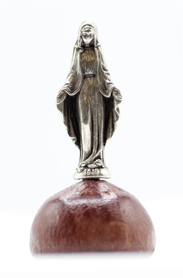 'Immacul.'' Silver Statue, Wooden Base, 1.4"
