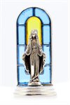 'Immacul.'' Nickel Plated & Glazed Silv. Statue, 1.6