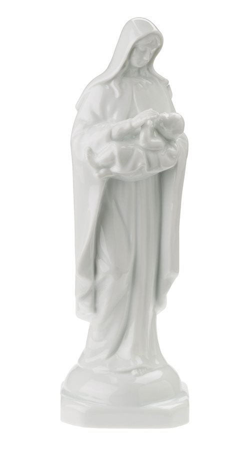 'Madonna & Child'' White Porcel. Statue, 10"