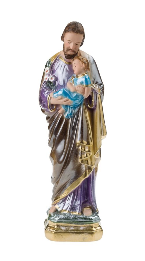'St. Joseph'' Coloured P-F Plaster Statue, 8"