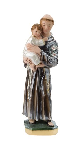 'St. Anthony'' Coloured P-F Plaster Statue, 8"