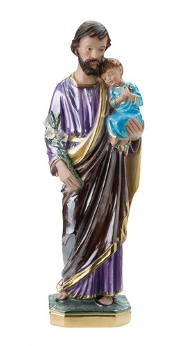 'St. Joseph'' Coloured P-F Plaster Statue, 12"