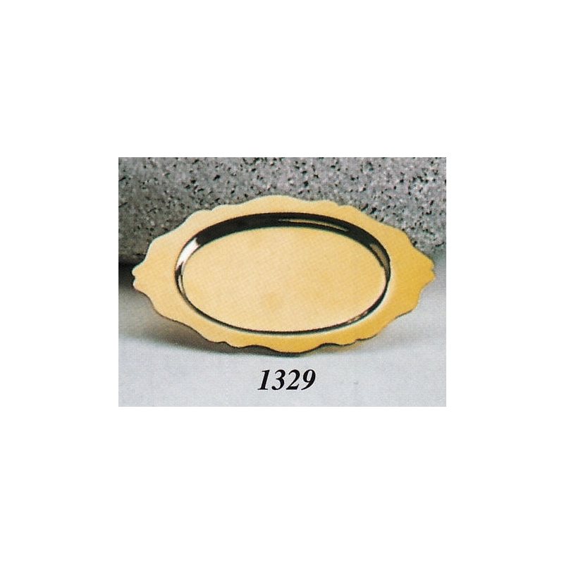 Goldplated Communion Paten, 7 1 / 8" x 4 3 / 8" (18 x 11 cm)