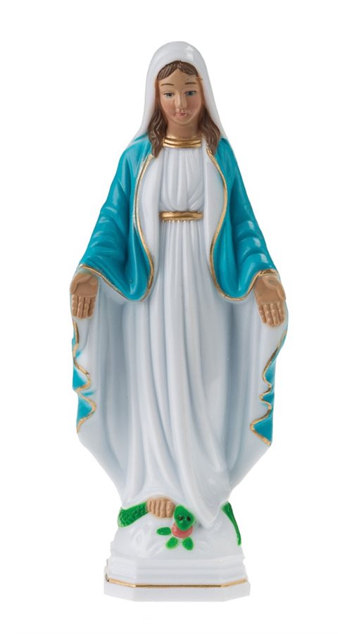 'Our Lady of Grace'' Coloured Plastic Statue, 6"