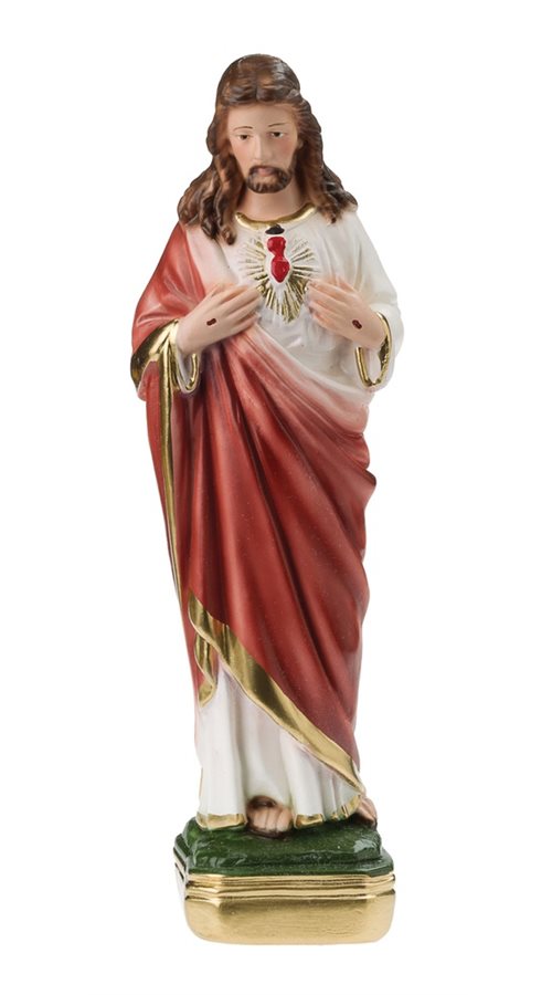 Statue du Sacré-Coeur Jésus, plâtre coloré, 20,3 cm