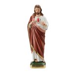 Statue Sacré-Coeur Jésus, plâtre coloré, 30,5 cm