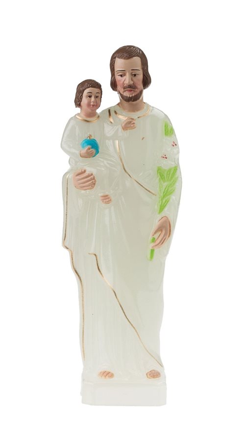 Statue lumineuse Saint Joseph, plastique, peinte, 15,2 cm
