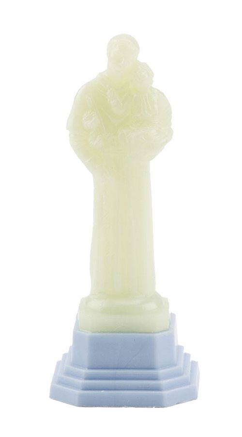 Statue lumineuse Saint Antoine, plastique blanc, 5 cm
