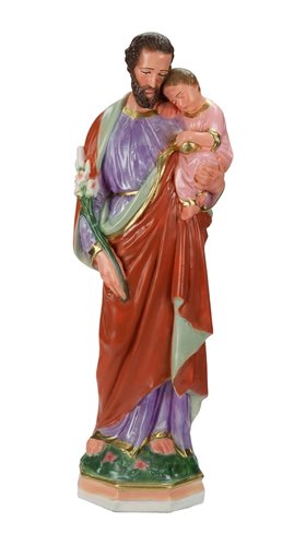 Statue Saint Joseph, plâtre coloré, 61 cm