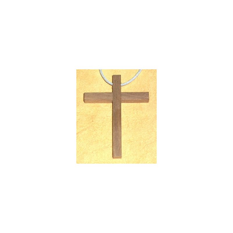 Pendentif croix & corde en noyer naturel, 3.25" (8.3 cm)