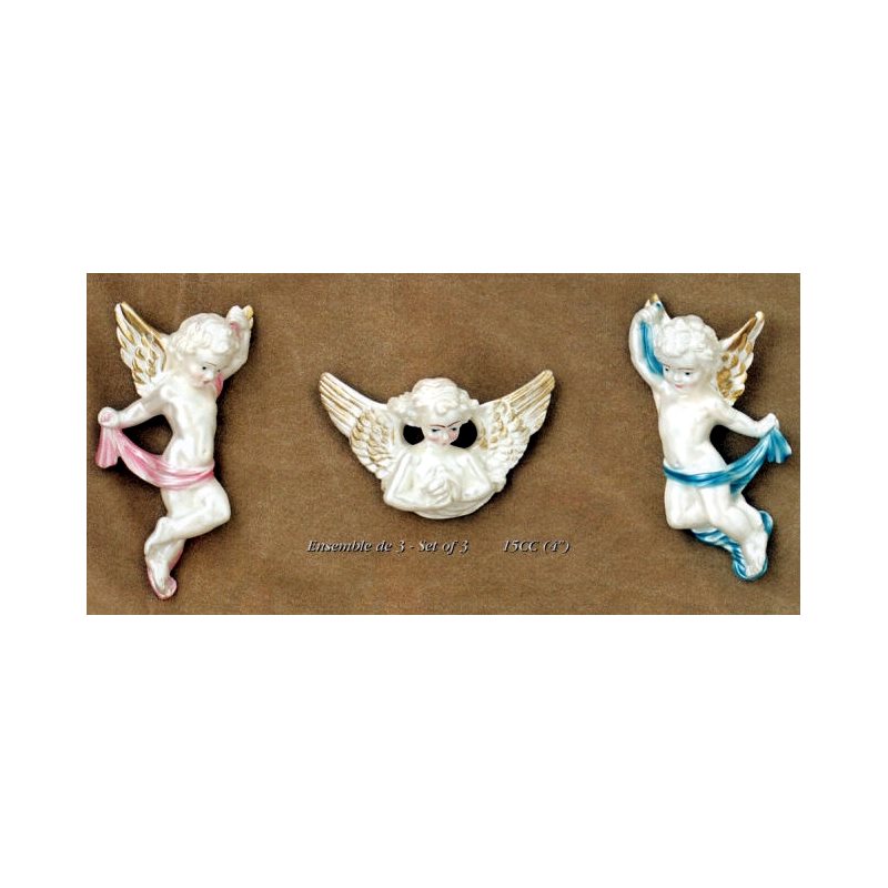 Ceramic Wall Angels, 4" (10 cm) / Set of 3