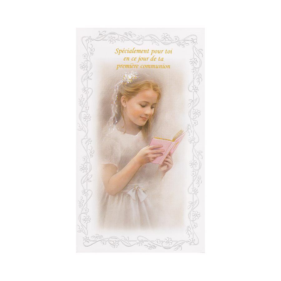 1st Communion Cards w / Env., 7", French / ea
